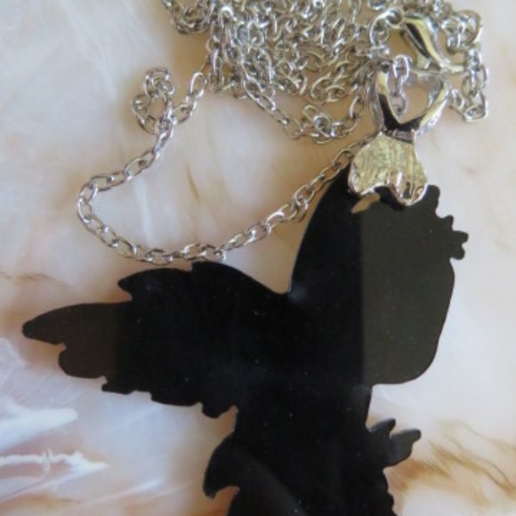 FAIRY Faerie & Unicorn PENDANT Necklace Hard Plastic (K305) - Picture 4 of 4